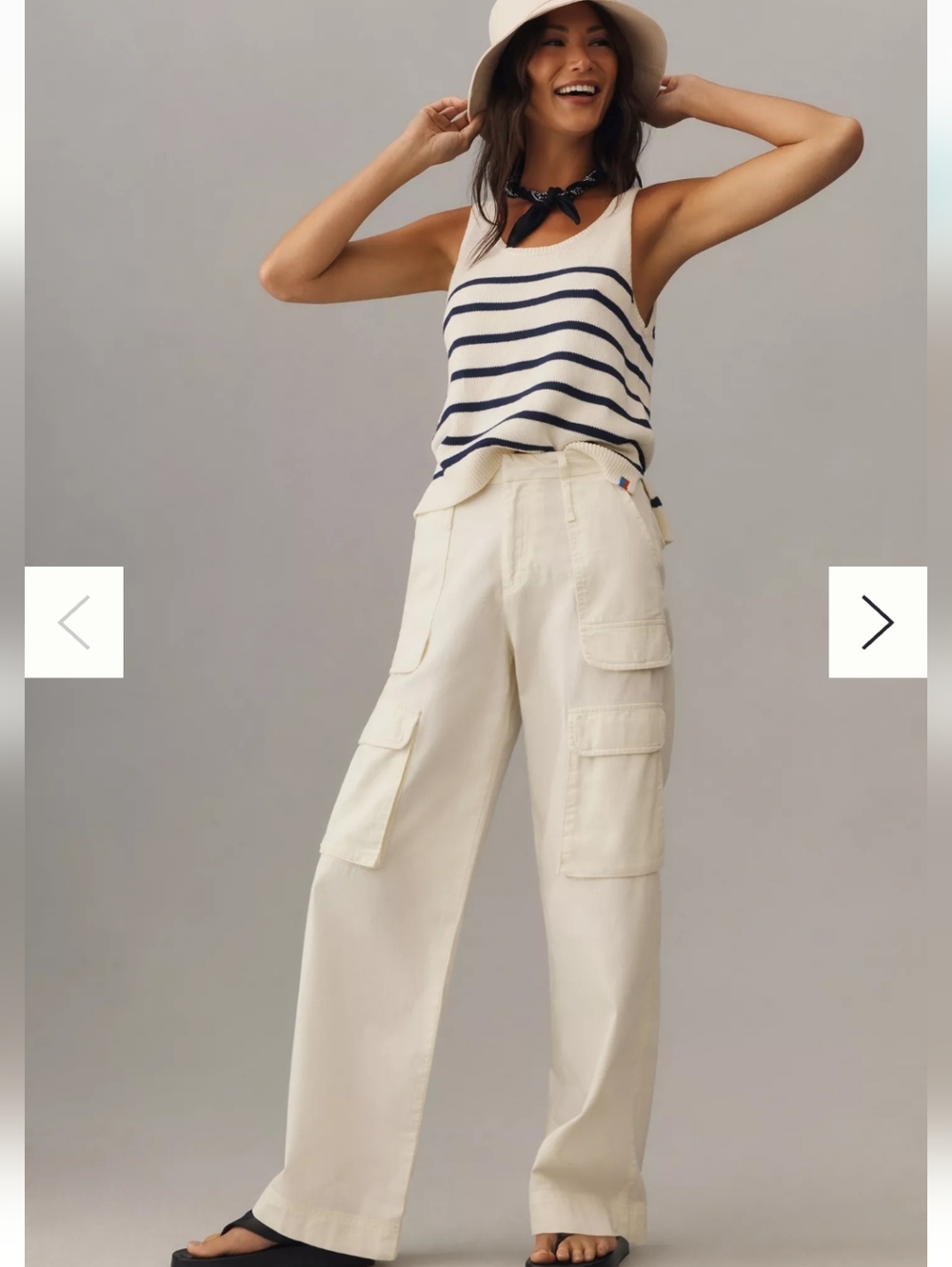 FRAME Relaxed High-Rise Straight-Leg Cargo Jeans In Ecru Msrp $238
